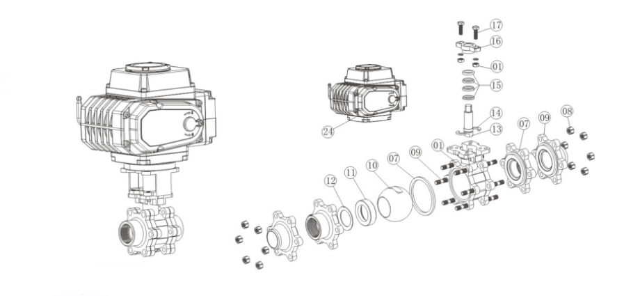 液氨防爆電動(dòng)切斷球閥結(jié)構(gòu)圖 液氨防爆電動(dòng)切斷球閥結(jié)構(gòu)圖