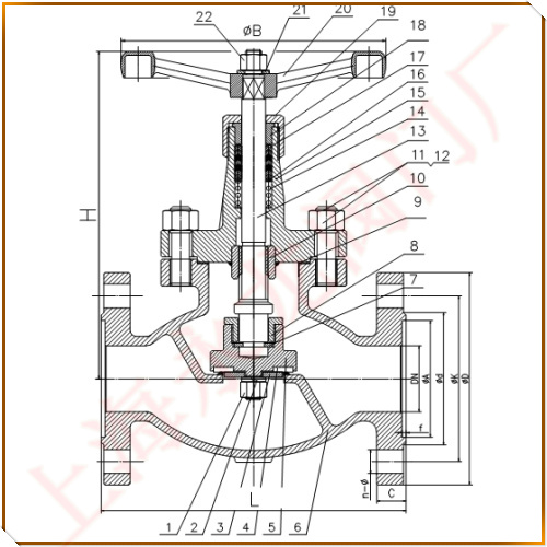 AJ41F-40P上密封液氨截止閥結(jié)構(gòu)圖-上海永龍 AJ41F-40P上密封液氨截止閥結(jié)構(gòu)圖-上海永龍